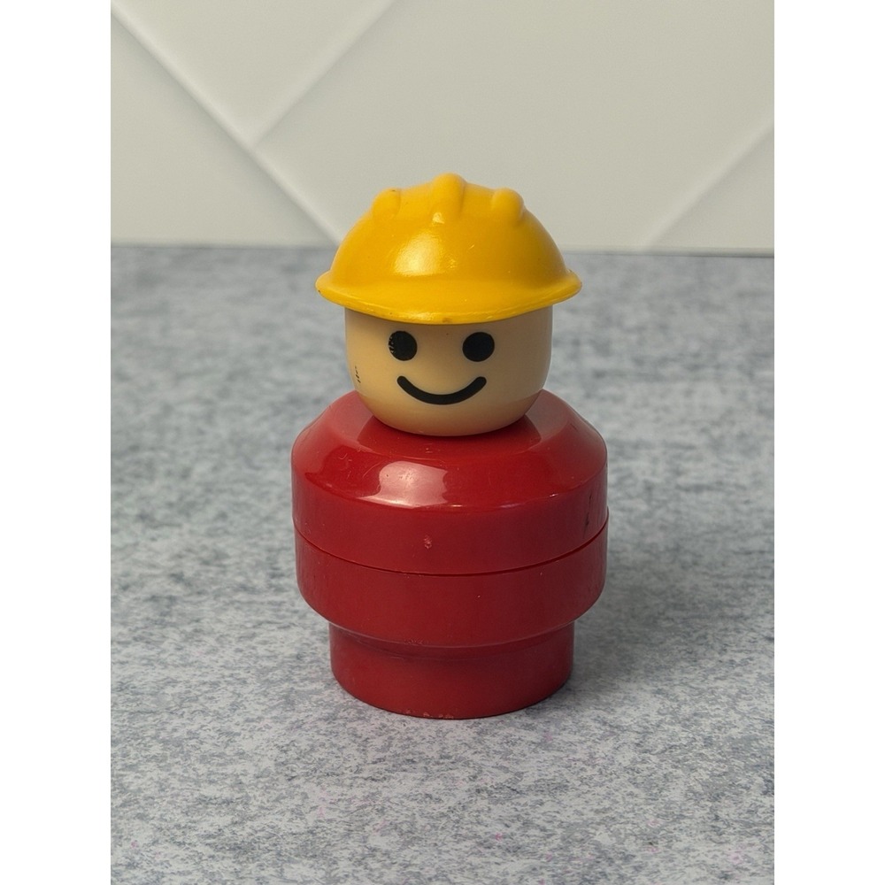 VTG 1980's Fisher Price Little People Red Contruction Worker.